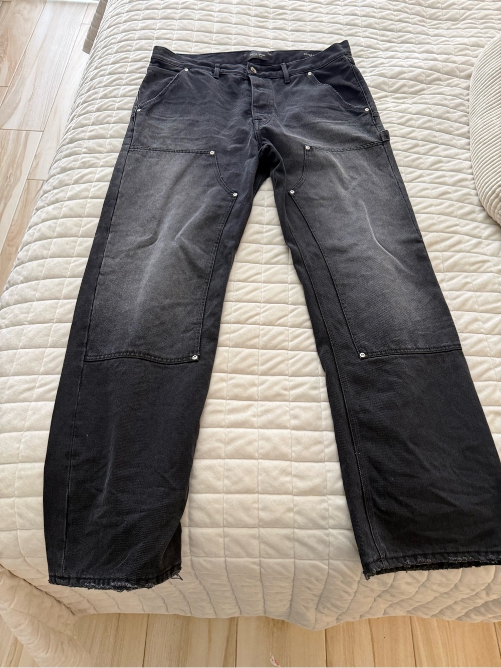 Purple Brand P015 Stone Washed Carpenter Jeans Black Size 36 P015-SWBC323